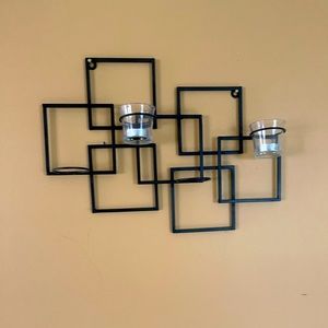 Teacup Candle Holder Wall Decor - Black - Set of 2